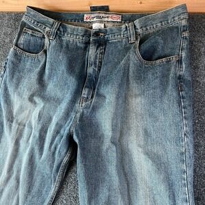 Anchor Blue Jeans Mens 40x30 Blue Denim Cotton High Rise Straight Leg Baggy Read